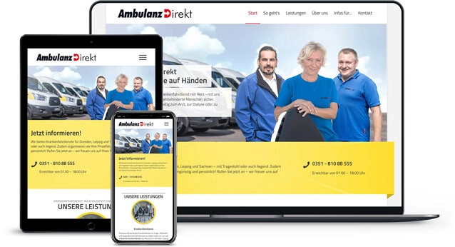 Webdesign Referenz von Ambulanz.Direkt
