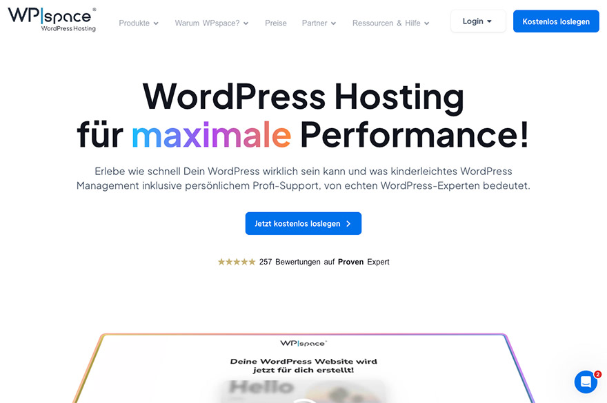 WP-Space WordPress Hosting Dashboard mit NVMe SSD Performance WP-Space WordPress Hosting Dashboard mit NVMe SSD Performance