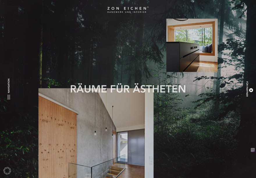Website Zon Eichen - Innenarchitektur mit Naturverbundenheit