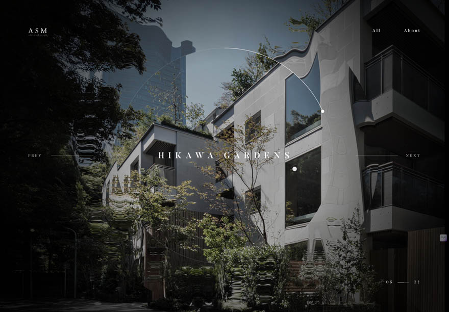 Futuristisches Webdesign ASM Hikawa Gardens