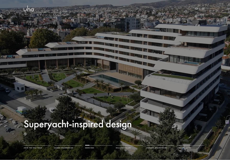 UHA London Webdesign Superyacht-inspiriertes Design