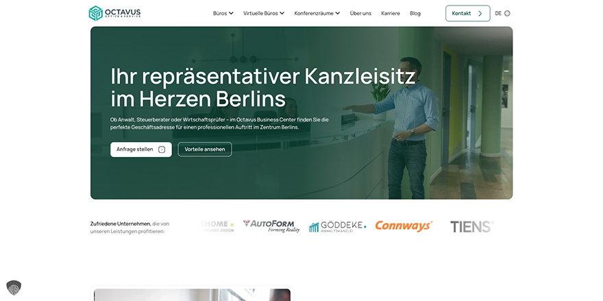 Octavus Office Anwaltswebsite - Modernes Design mit abgerundeten Ecken und Farbpalette