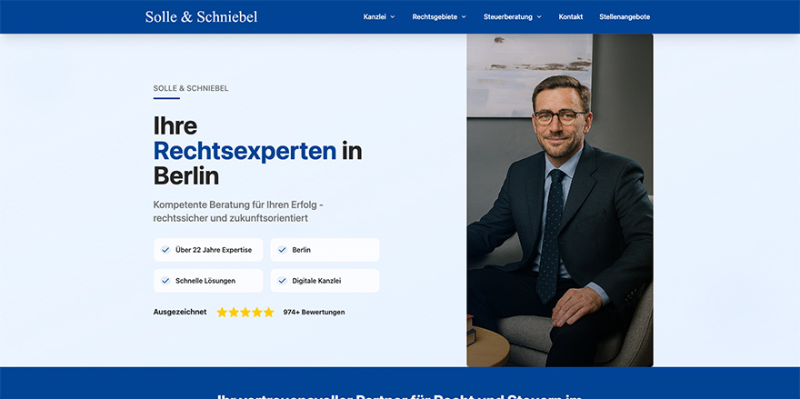 Solle-Schniebel Anwaltswebsite - Beispiel für konversionsoptimiertes Kanzlei-Design