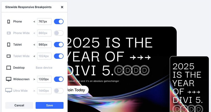Divi 5 Responsive Breakpoints - Sieben anpassbare Ansichten für perfektes Responsive Design