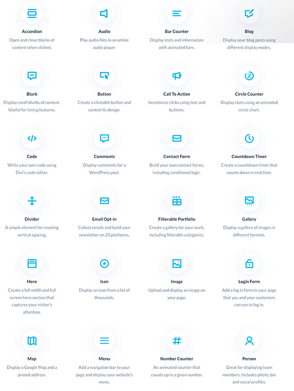 Divi Module - Über 200 multifunktionale Bausteine