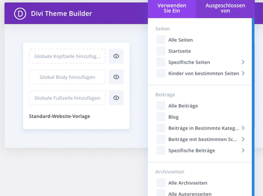 Divi Theme Builder mit Role Editor