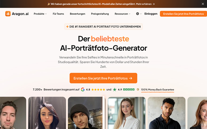 Aragon AI professionelle LinkedIn Headshots KI