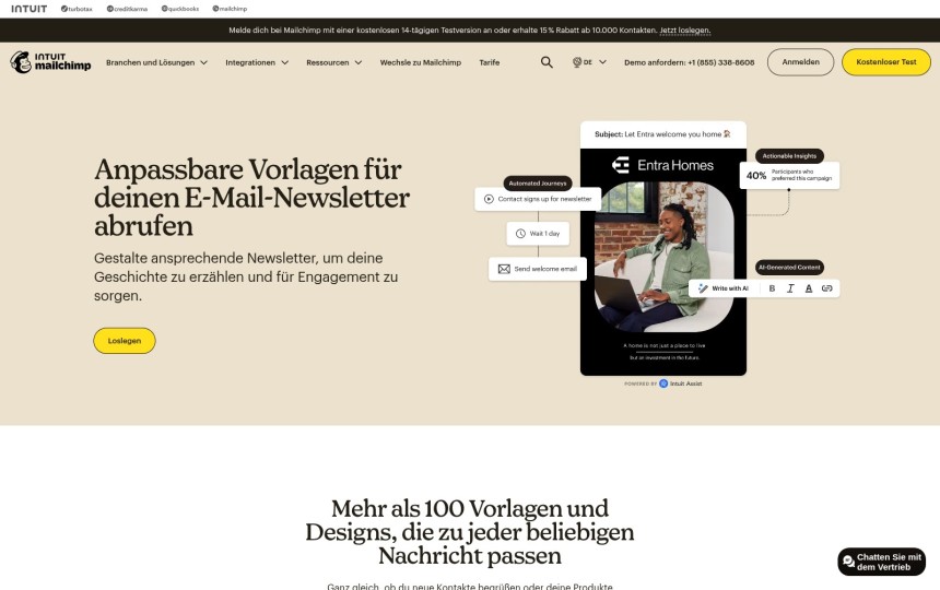 Landing Page Beispiele Mailchimp