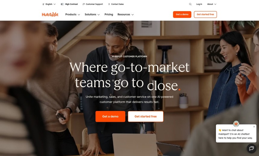 HubSpot Marketing Hub Dashboard mit integriertem Landing Page Builder und CRM-Anbindung für B2B-Marketing
