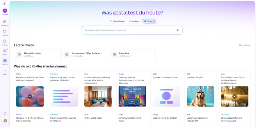 Screenshot der Canva Magic Media KI-Bildgenerator Oberfläche