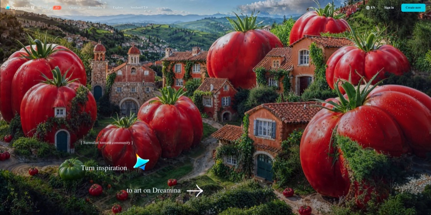 Screenshot der Dreamina Seedream KI-Bildgenerator Oberfläche