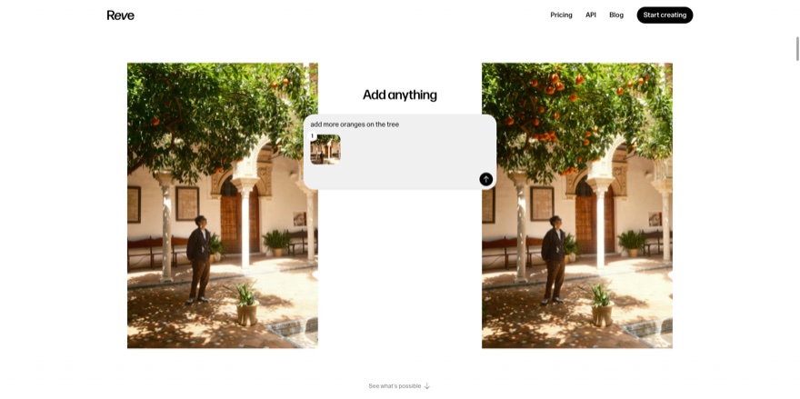 Screenshot der Reve Image KI-Bildgenerator Oberfläche