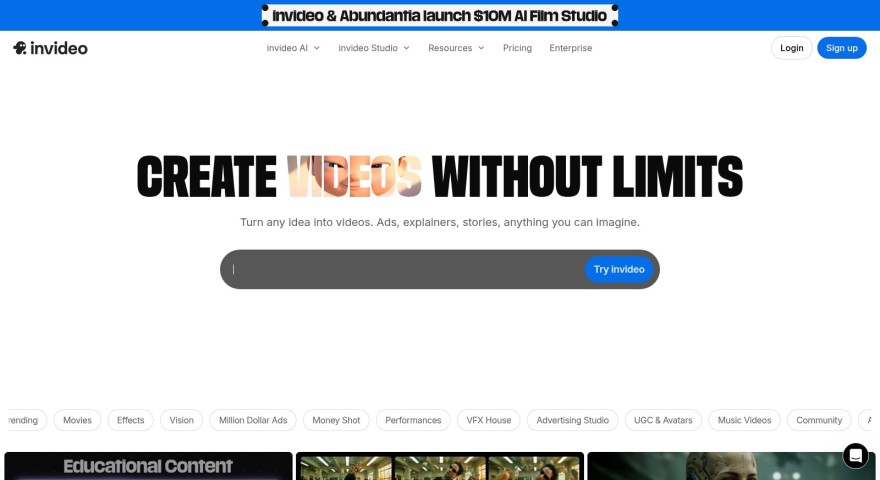 InVideo AI Video Generator Oberfläche