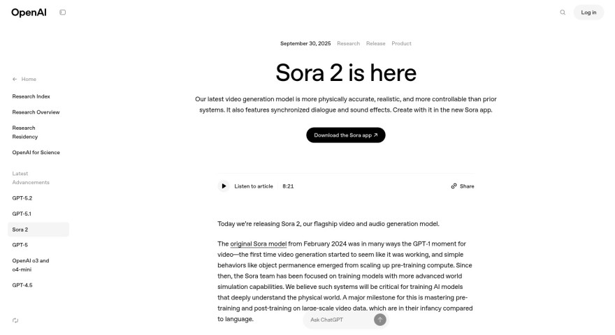 Sora 2 OpenAI KI Videogenerator