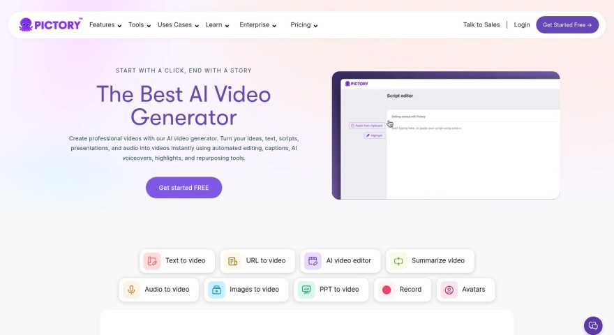 Pictory KI Video Erstellung Dashboard