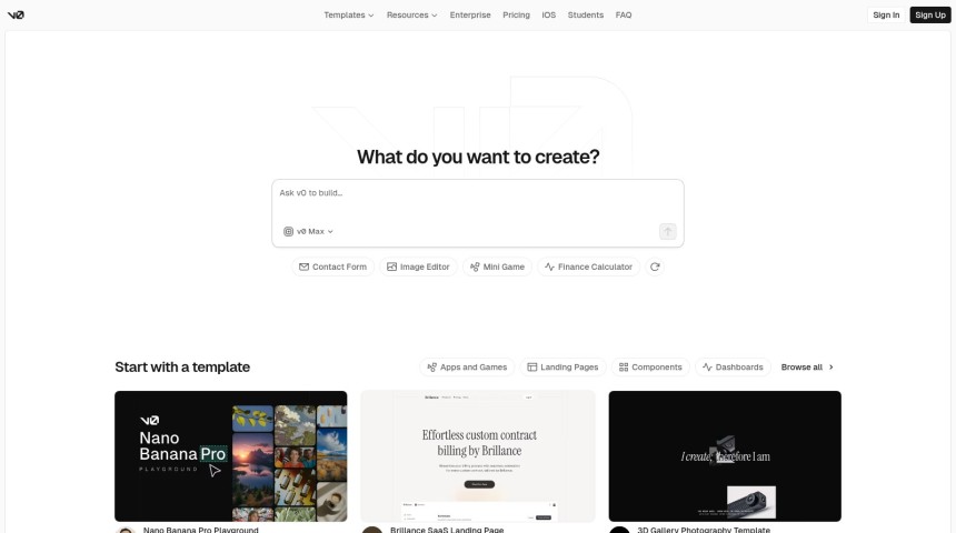 v0.dev KI Website Builder von Vercel - UI Komponenten mit KI generieren