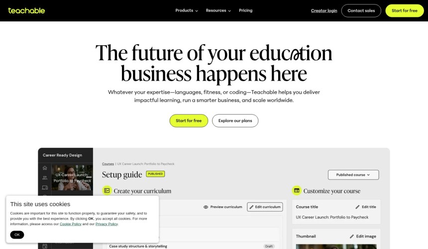 onlinekurs plattformen teachable 08 Teachable Kursplattform Screenshot