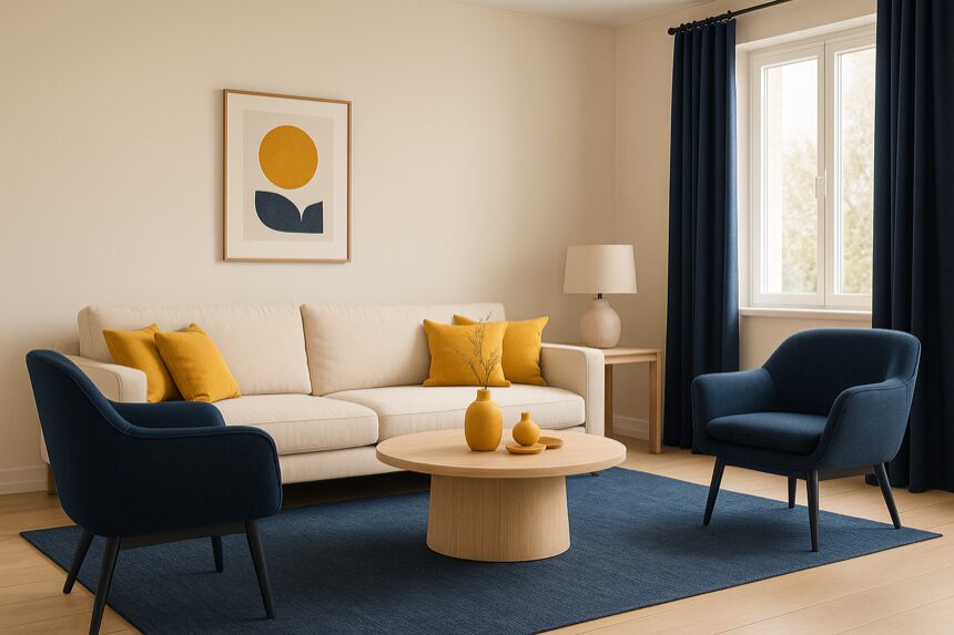 60-30-10 Regel in der Praxis – modernes Wohnzimmer mit harmonischer Farbverteilung