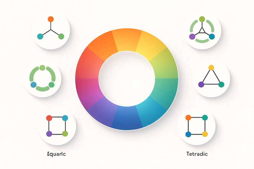 Die 6 wichtigsten Farbharmonien im Farbkreis – komplementaer analog triadisch