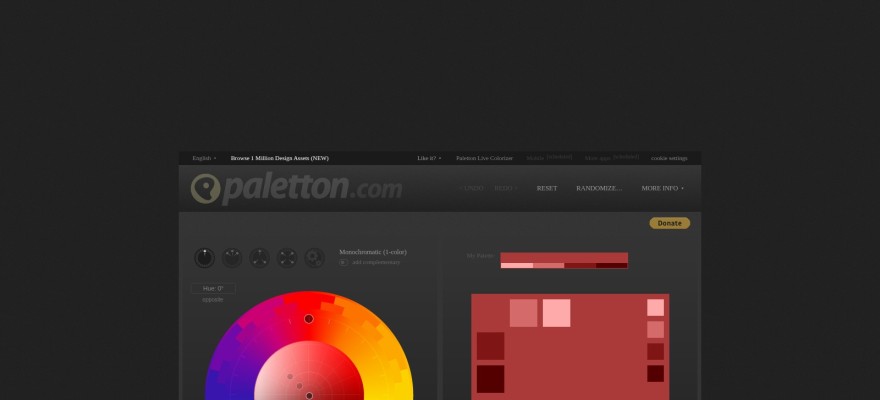 Paletton Farbkreis-Tool – Farbpalette erstellen mit RYB-Farbmodell und tonalen Variationen