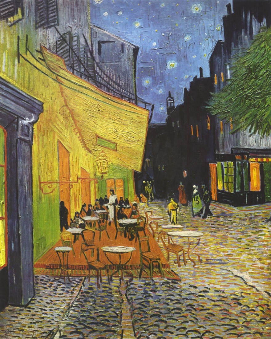 Vincent van Gogh Caféterrasse am Abend – Nachtszene mit leuchtendem Hell-Dunkel-Kontrast