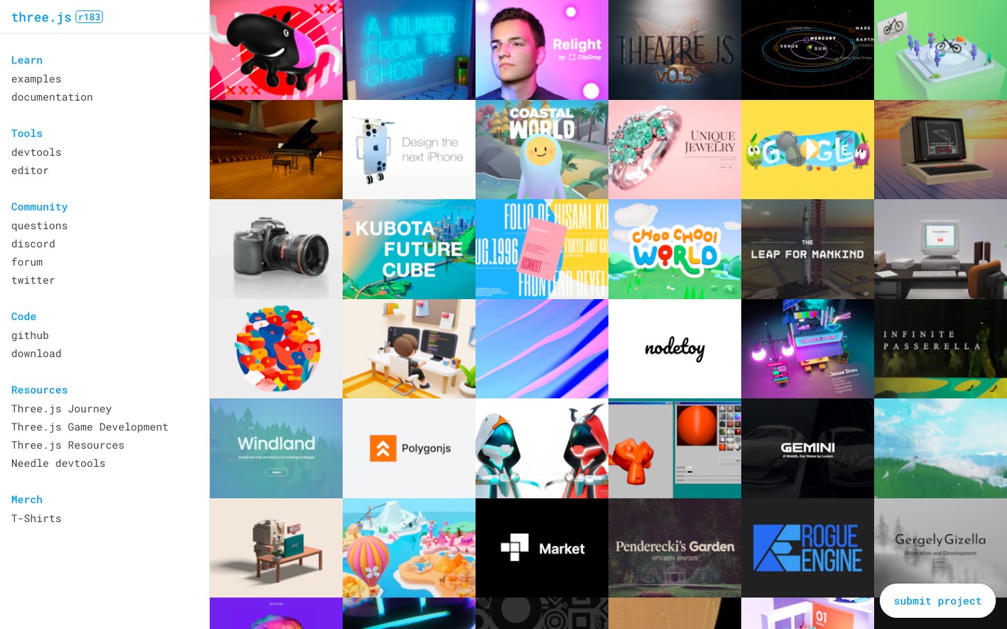 Three.js - JavaScript 3D Library 3D Elemente Webdesign 2026 - Three.js Beispiel-Galerie mit WebGL Projekten