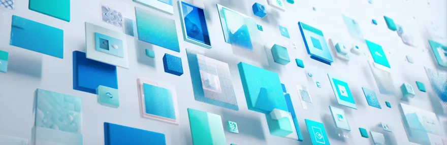 Verschiedene testbare Website-Elemente als schwebende Karten dargestellt