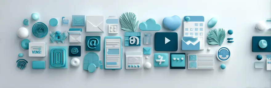 Uebersicht verschiedener Marketing und Testing Tools als 3D Icons