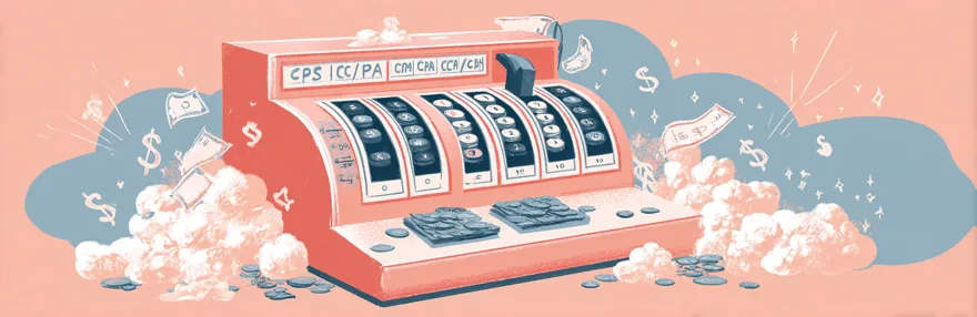 Retro Registrierkasse mit Verguetungsmodellen CPS CPA CPC