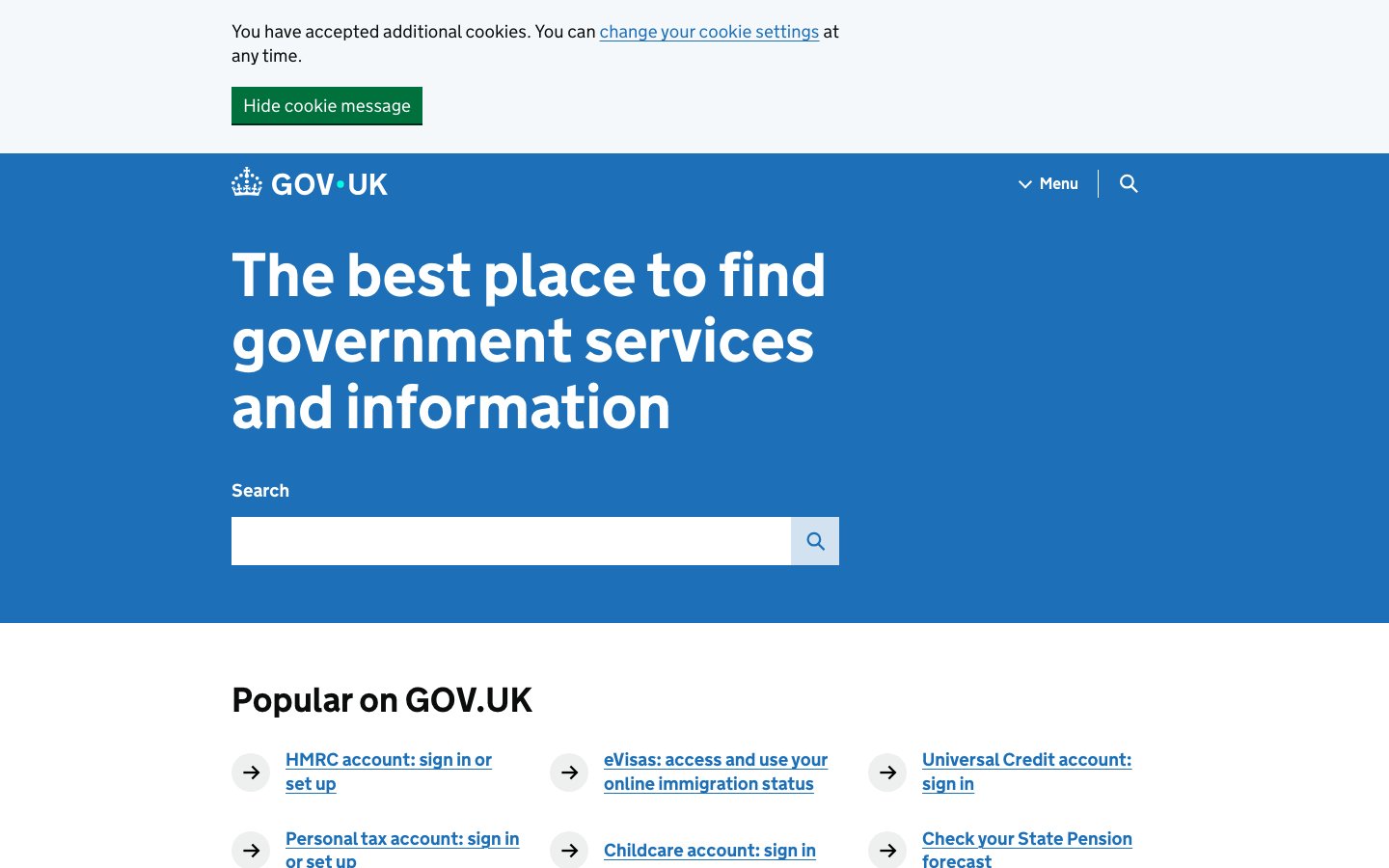 GOV.UK - Barrierefreiheit als oberste Priorität Barrierefreies Webdesign 2026 - GOV.UK mit optimaler Zugänglichkeit