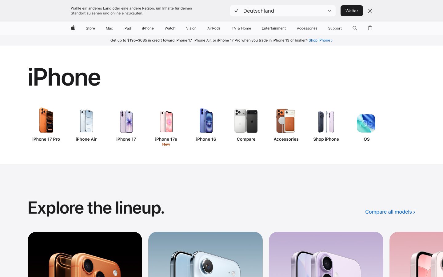 Apple iPhone - Bento Grid Layout Beispiel Bento Grid Layout 2026 - Apple iPhone Produktseite mit Kachel-Raster