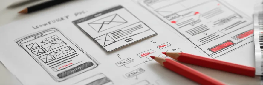 Content-Formate als Wireframe-Skizzen fuer verschiedene Geraete