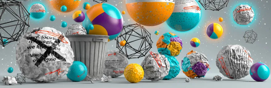 Zerknuellte Papierbaelle im Muelleimer - haeufige Copywriting-Fehler