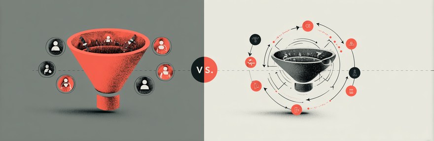 Customer Journey vs. Sales Funnel: Linearer Trichter vs. zyklisches Flywheel-Modell
