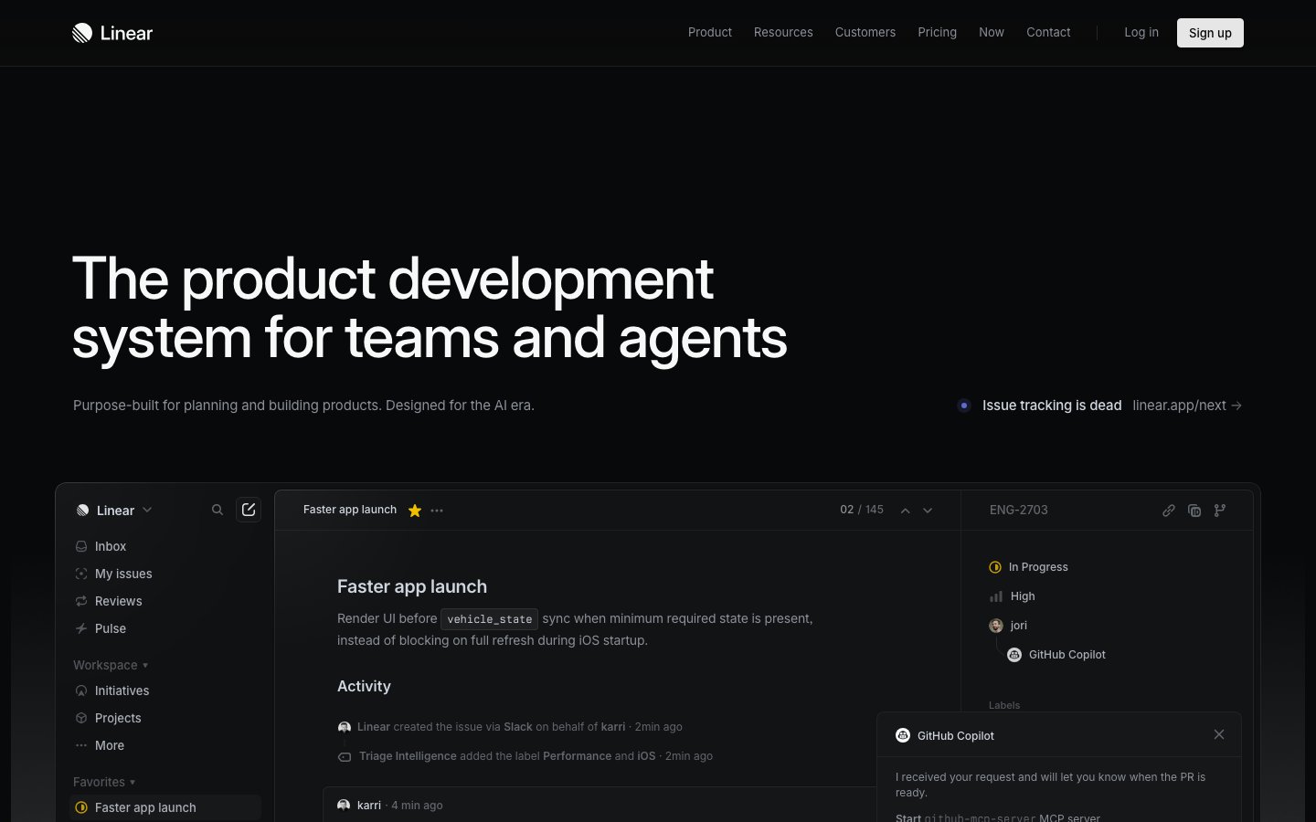 Linear - Perfektes Dark Mode Webdesign Dark Mode Design 2026 - Linear App mit eleganter dunkler Benutzeroberfläche