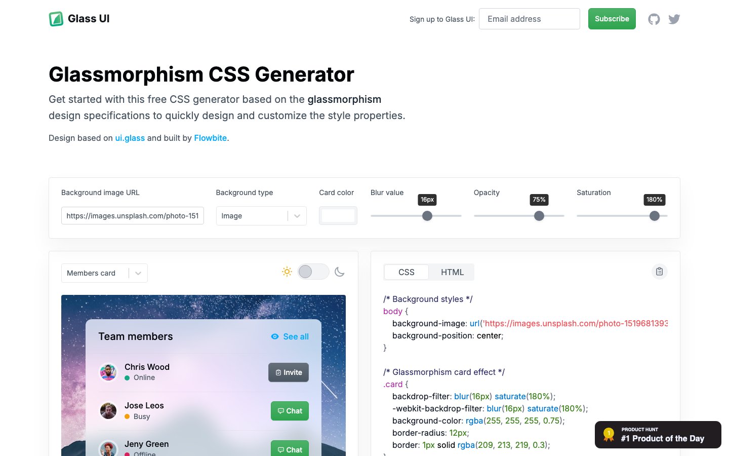 UI Glass - Glassmorphism CSS Generator Glassmorphism CSS Generator 2026 - UI Glass Tool für Frosted Glass Effekte