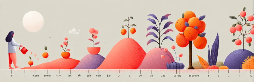 Kalender-Timeline mit Wachstumskurve – realistische Zeitrahmen für Inbound-Marketing-Ergebnisse