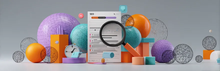 Content Marketing und SEO Dokument mit Lupe