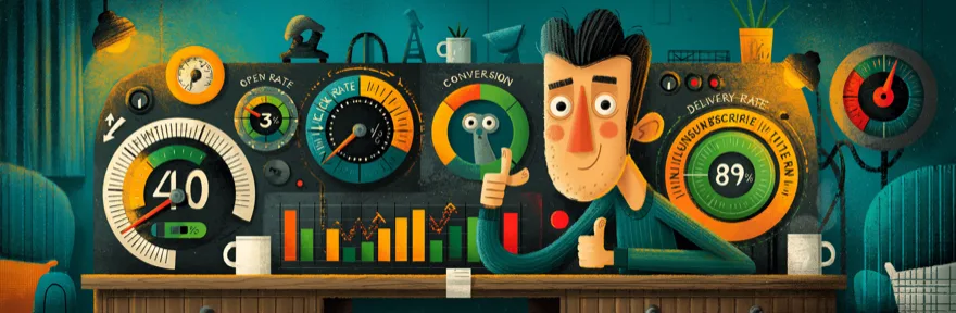 KPI Dashboard mit Conversion Rate und Open Rate Anzeigen