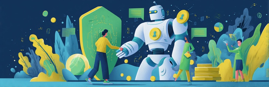 KI und Automatisierung im Sales Funnel – futuristischer KI-Roboter analysiert Daten