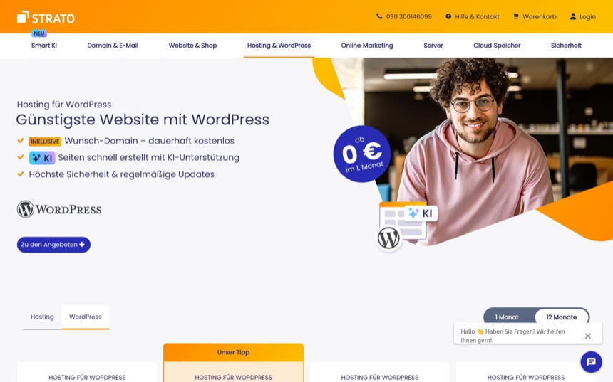 Strato WordPress Hosting - deutsches Shared Hosting mit KI-Features