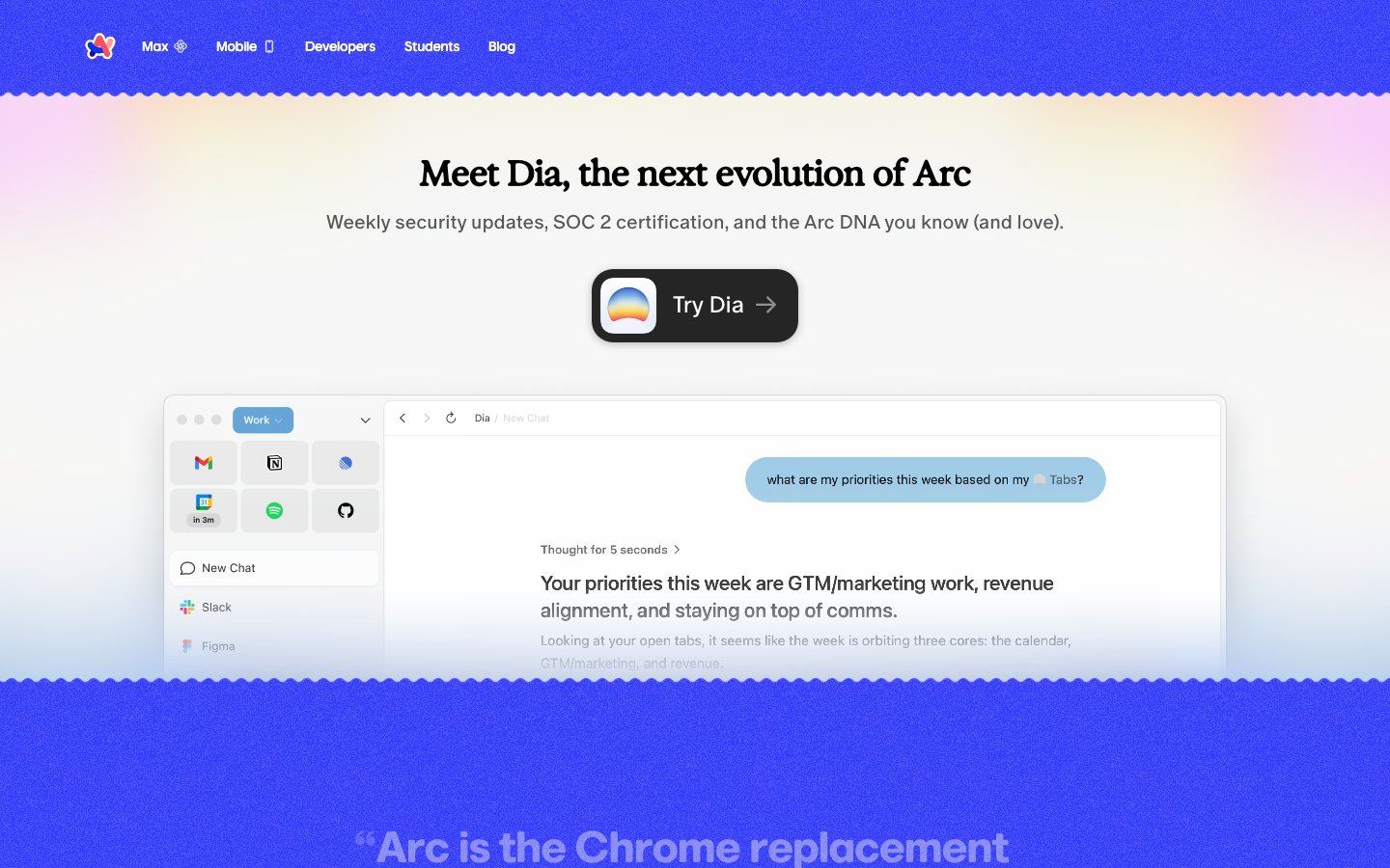 Arc - Browser mit agentischer KI Agentic Web 2026 - Arc Browser mit KI-Agent der Aufgaben erledigt