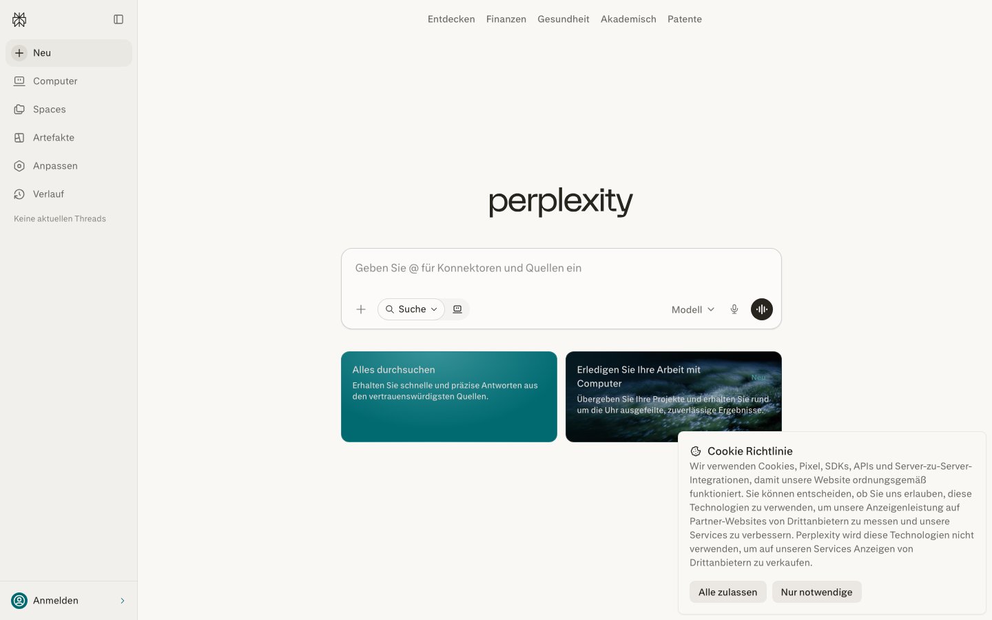 Perplexity - KI-Suchmaschine mit Agenten-Funktion Agentic Web Trend 2026 - Perplexity KI-Suche beantwortet Fragen direkt