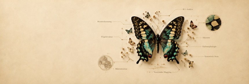 Claude Fable 5 – Vision-Analyse: Mustererkennung und neuronales Mapping einer Schmetterling-Struktur