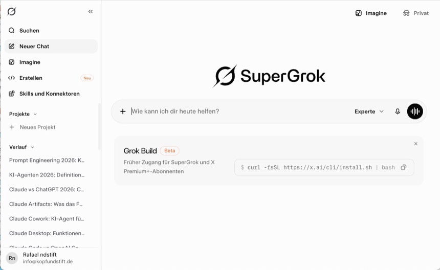 SuperGrok mit Experte-Modus für die Recherche