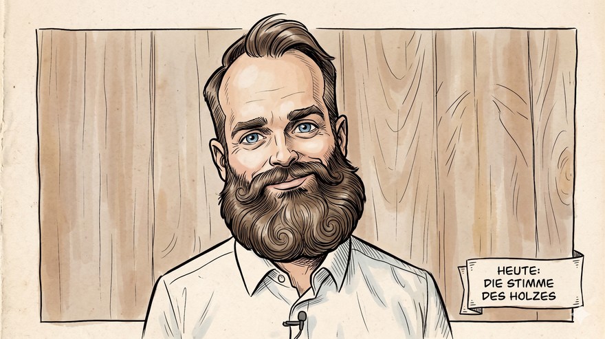Person aus dem Referenzbild als humorvolle Zeitungs-Karikatur - Nano Banana Roast-Me-Karikatur