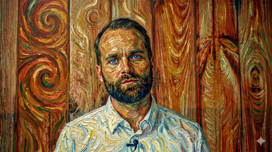 Portraet im Stil eines Van-Gogh-Oelgemaeldes mit wirbelnden Pinselstrichen - Nano Banana Stiltransfer