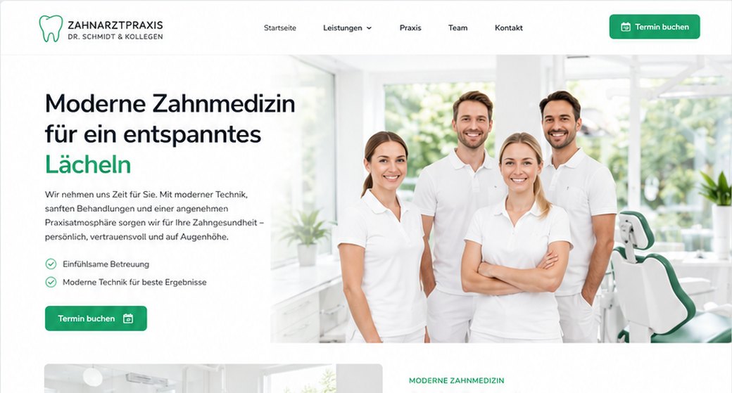 Zahnarztpraxis Webdesign Referenz - Dr. Schmidt und Kollegen Team-Website