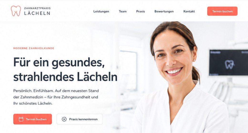 Zahnarzt Webdesign Referenz - Praxis Lächeln strahlendes Lächeln