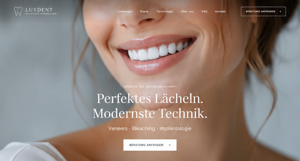 Webdesign für Zahnärzte Referenz - LUXDENT ästhetische Zahnheilkunde Praxis-Website